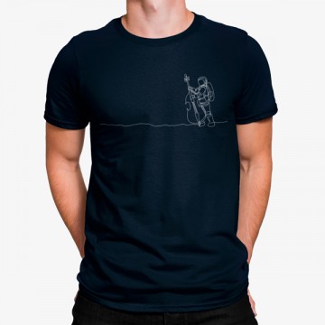 Camiseta Astronauta Tocando El Bajo Minimalista