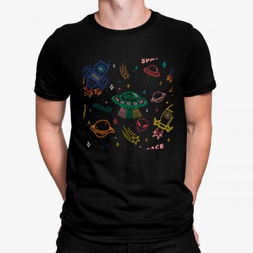 Camiseta Iconos Del Espacio Coloridos