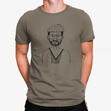 Camiseta Hombre Con Gafas Dibujo