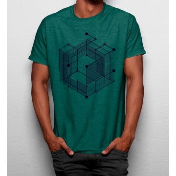 Camiseta Cubo Con Lineas Geometrico
