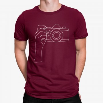 Camiseta Cámara Manos Dibujo Líneas