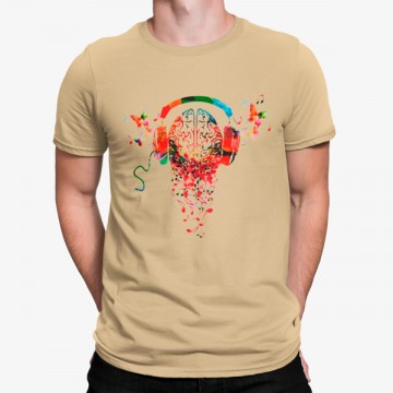 Camiseta Auriculares Cerebro Colorido