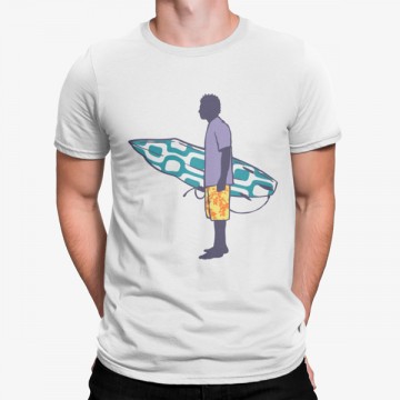 Camiseta Hombre Con Tabla  De Surf