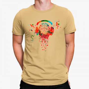 Camiseta Cerebro Auriculares Música