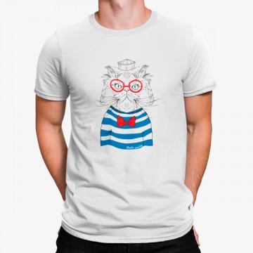 Camiseta Gato Marinero con Gafas