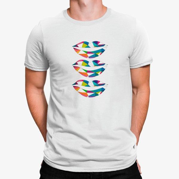 Camiseta Labios Coloridos Geométricos