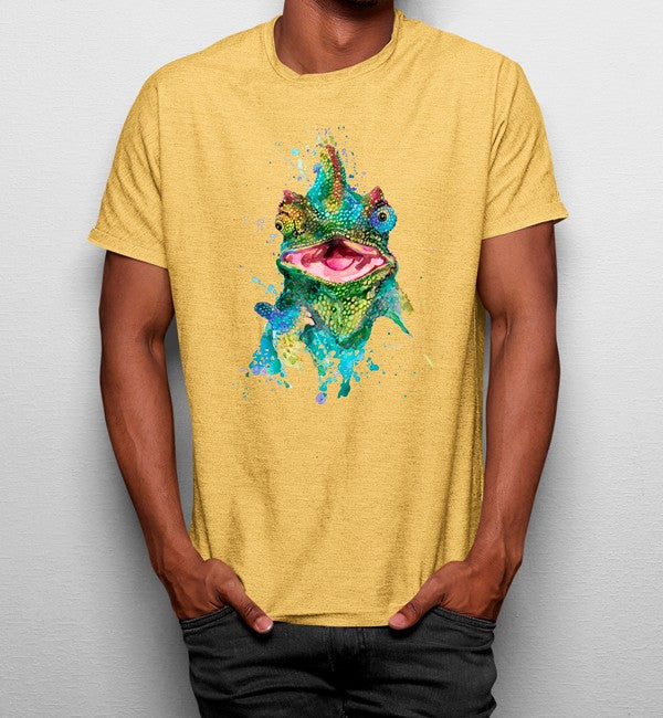 Camiseta Camaleón Colorido Acuarela