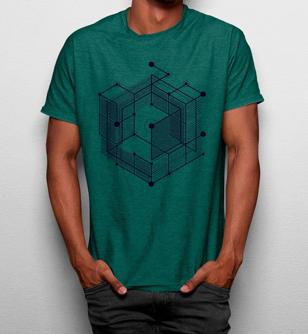 Camiseta Cubo Con Lineas Geometrico