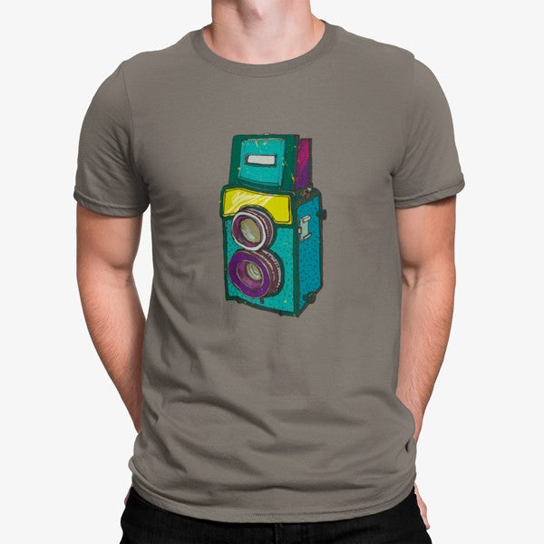Camiseta Cámara Vintage Cine Colorido