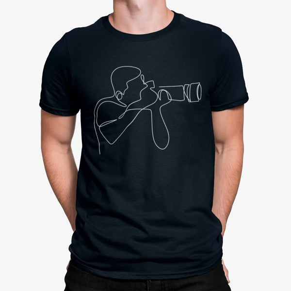 Camiseta Hombre Con Una Cámara Líneas