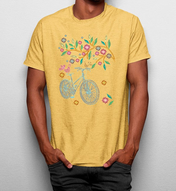 Camiseta Bici Flores Dibujo Mono