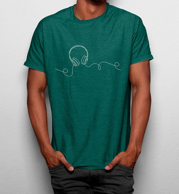 Camiseta Auriculares Minimalista Líneas