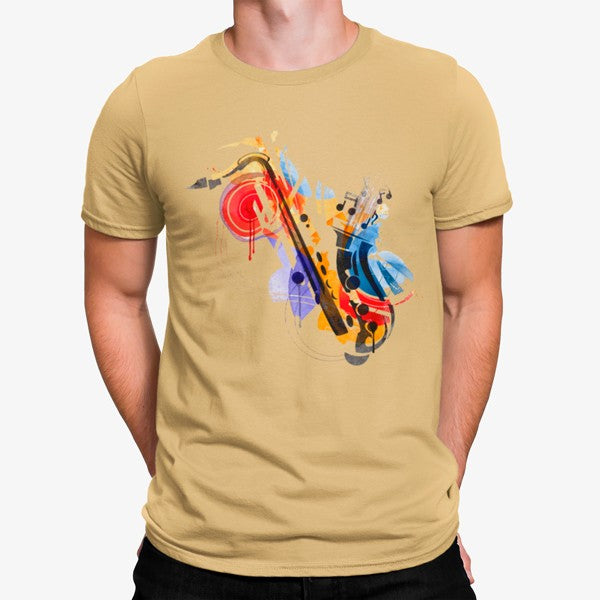 Camiseta Dibujo Guitarra Saxofón Artístico