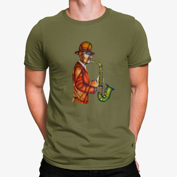 Camiseta Hombre Tocando El Saxofón Gracioso