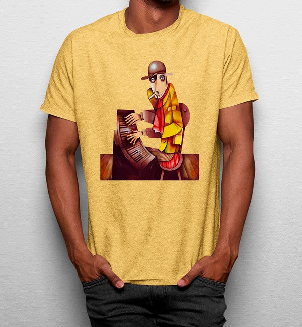 Camiseta Hombre Tocando Un Piano