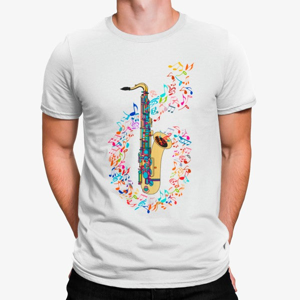 Camiseta Saxofón Notas Musicales