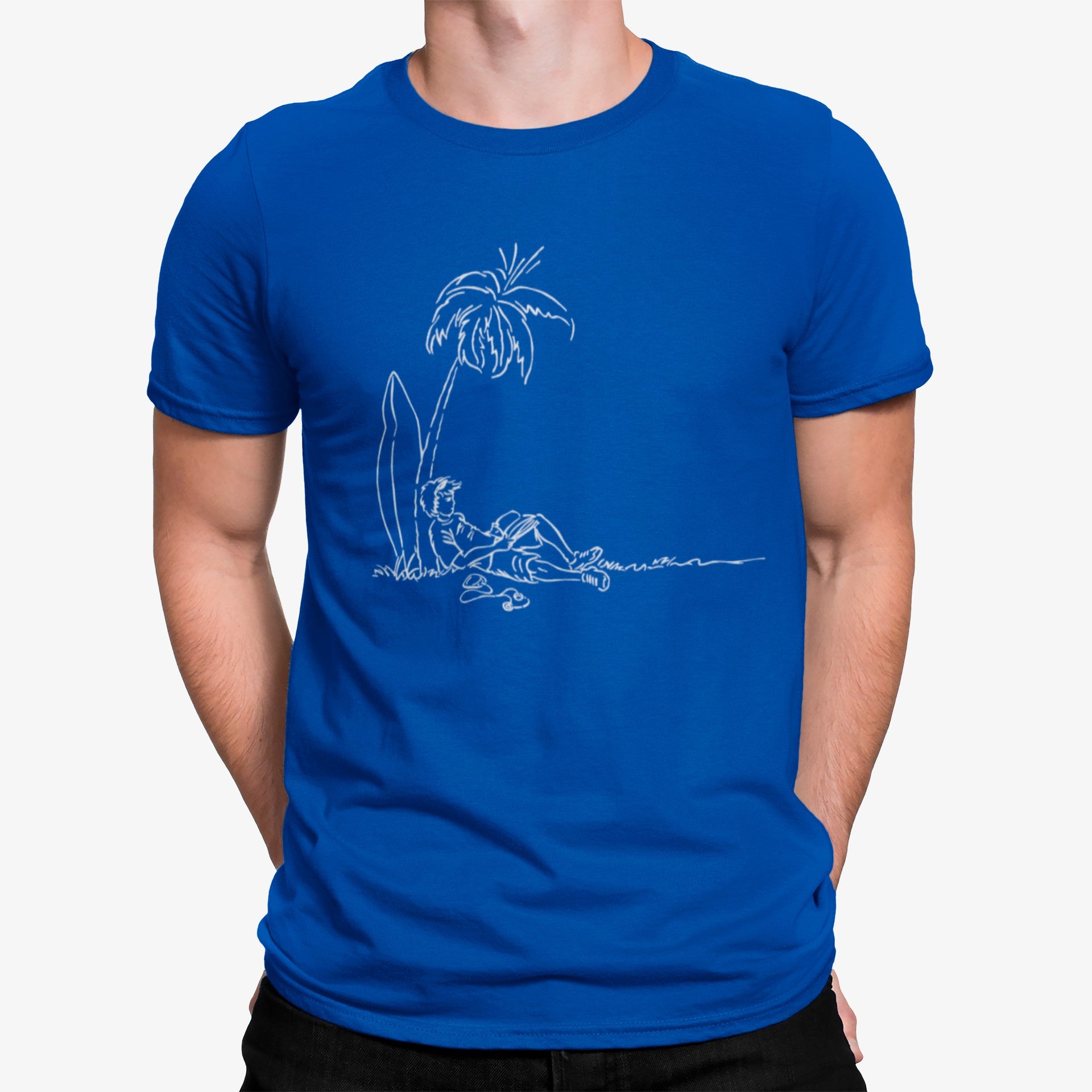 Camiseta Dibujo Hombre Con Tabla De Surf