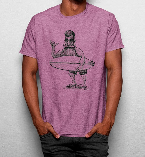 Camiseta Dibujo Hombre Con Tabla De Surf