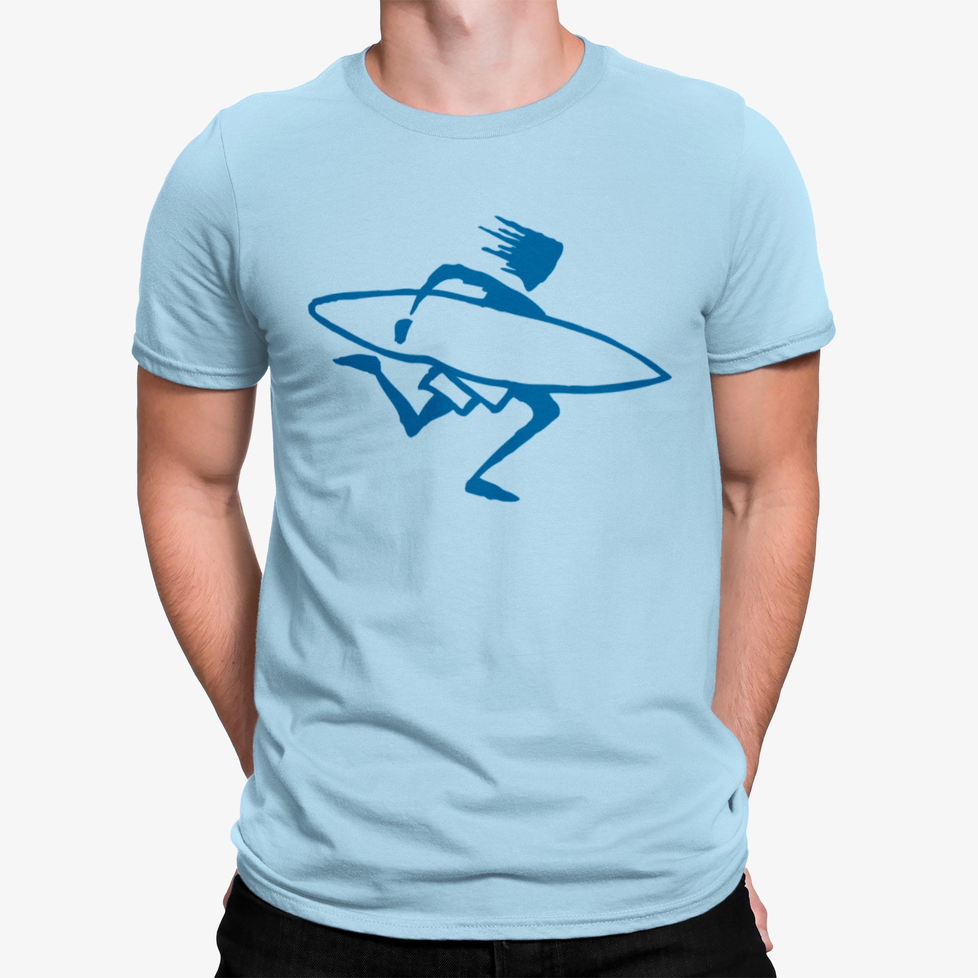 Camiseta Dibujo Hombre Con Una Tabla De Surf
