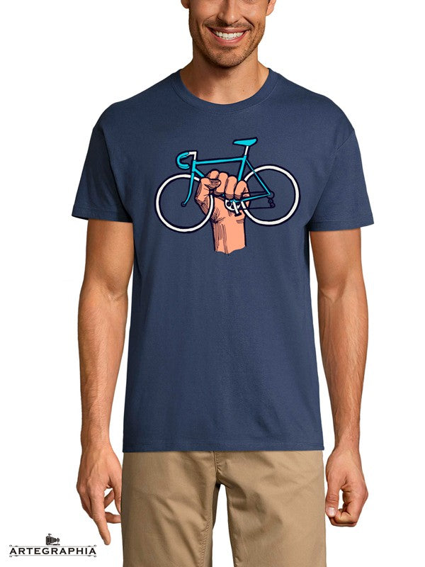 camiseta-denim-mano con bicicleta