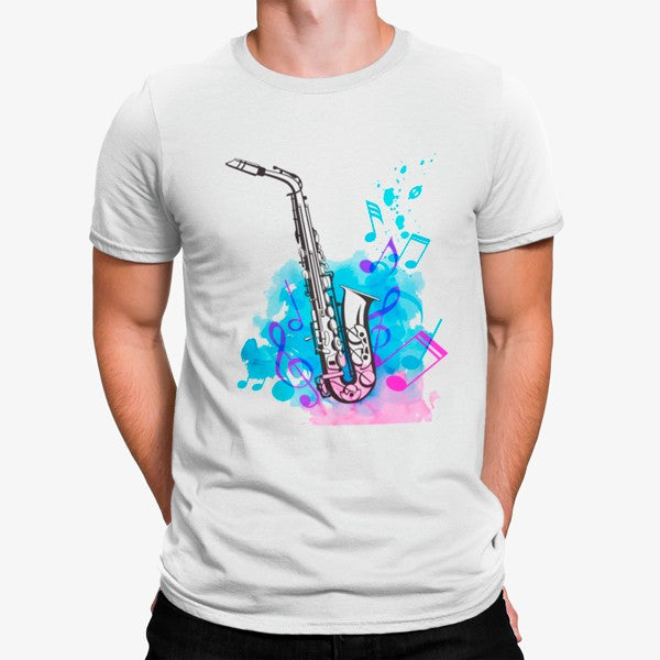 Camiseta Saxofón Notas Musicales Artístico