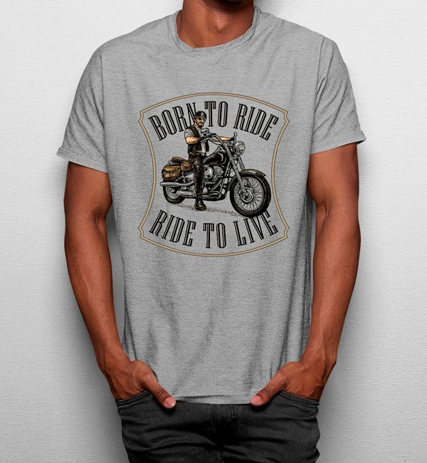 Camiseta Nascido para Montar, Montar para Vivir Motocicista