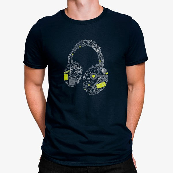 Camiseta Auriculares Simbolos Musicales