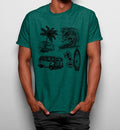 Camiseta Símbolos Playa Furgoneta Ola Plancha de Surf