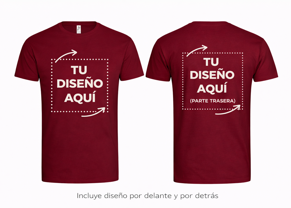 Camiseta Roja personalizada – Foto o texto (Frontal + Trasera)