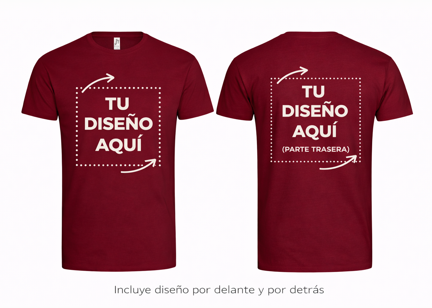 Camiseta Roja personalizada – Foto o texto (Frontal + Trasera)