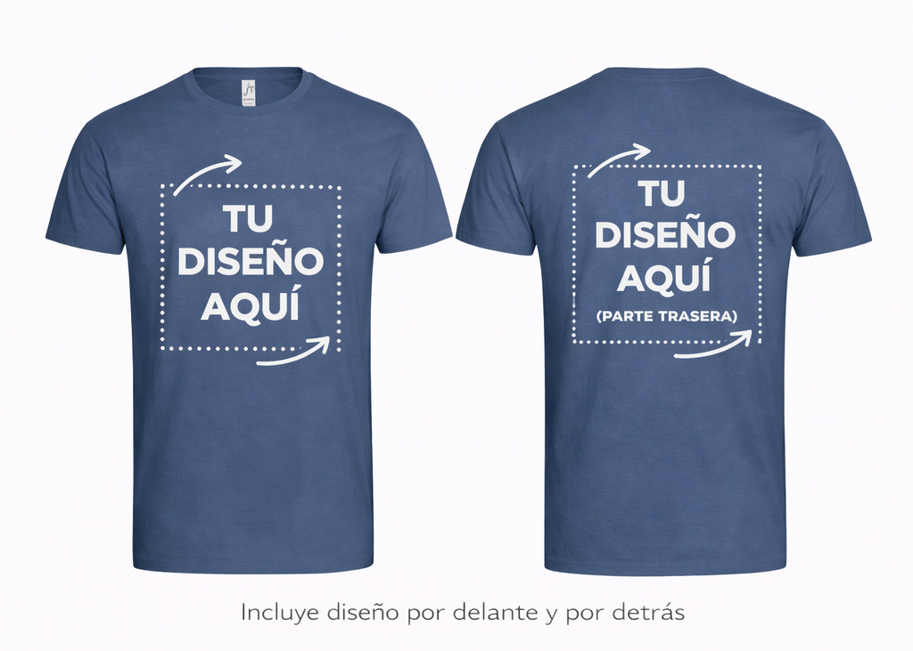 Personalized Blue T-Shirt – Photo or text (Front + Back)