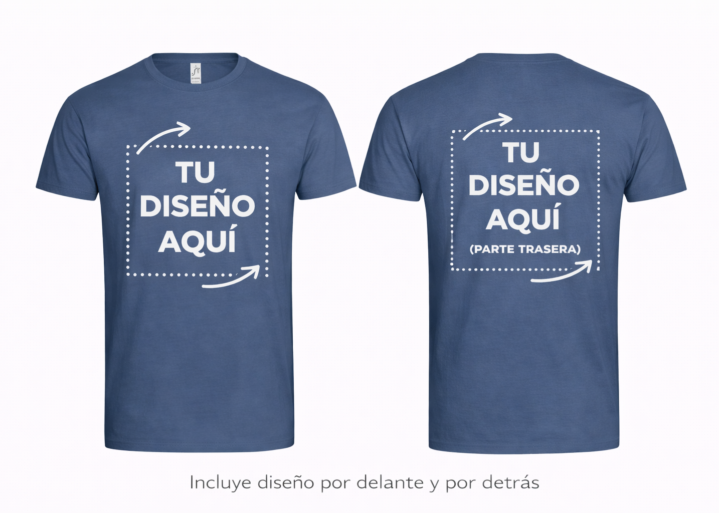 Personalized Blue T-Shirt – Photo or text (Front + Back)