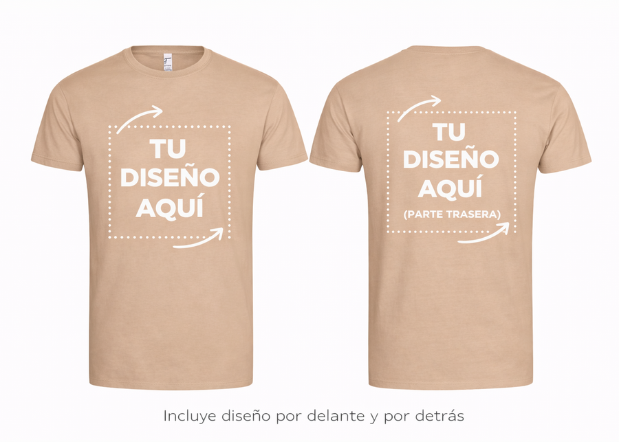 Camiseta Beige personalizada – Foto o texto (Frontal + Trasera)