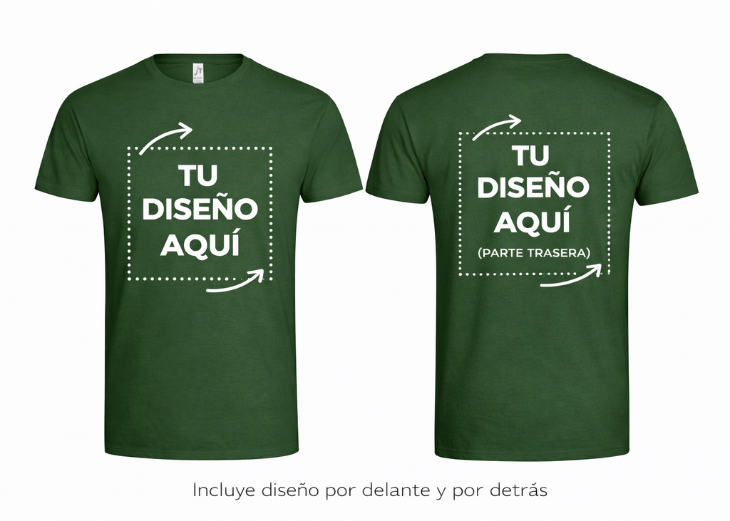 Camiseta Verde personalizada – Foto o texto (Frontal + Trasera)