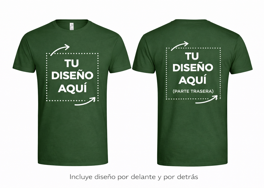 Camiseta Verde personalizada – Foto o texto (Frontal + Trasera)