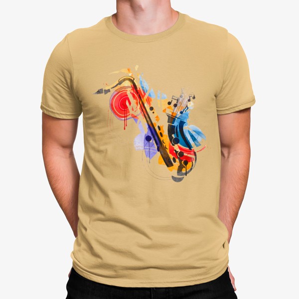 Camiseta Dibujo Guitarra Saxofón Artístico